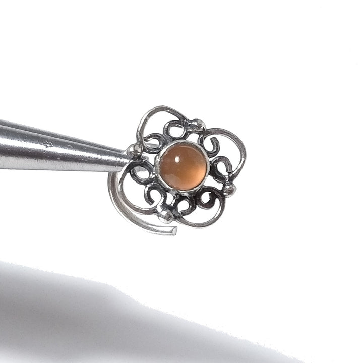 Orecchini da naso Pianosa | con Spirale e Pietra | Argento 925 | Piercing BOHO