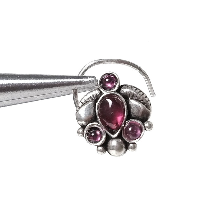 Orecchini da naso PORTO ROTONDO | con Spirale e Pietra | Argento 925 | Piercing BOHO