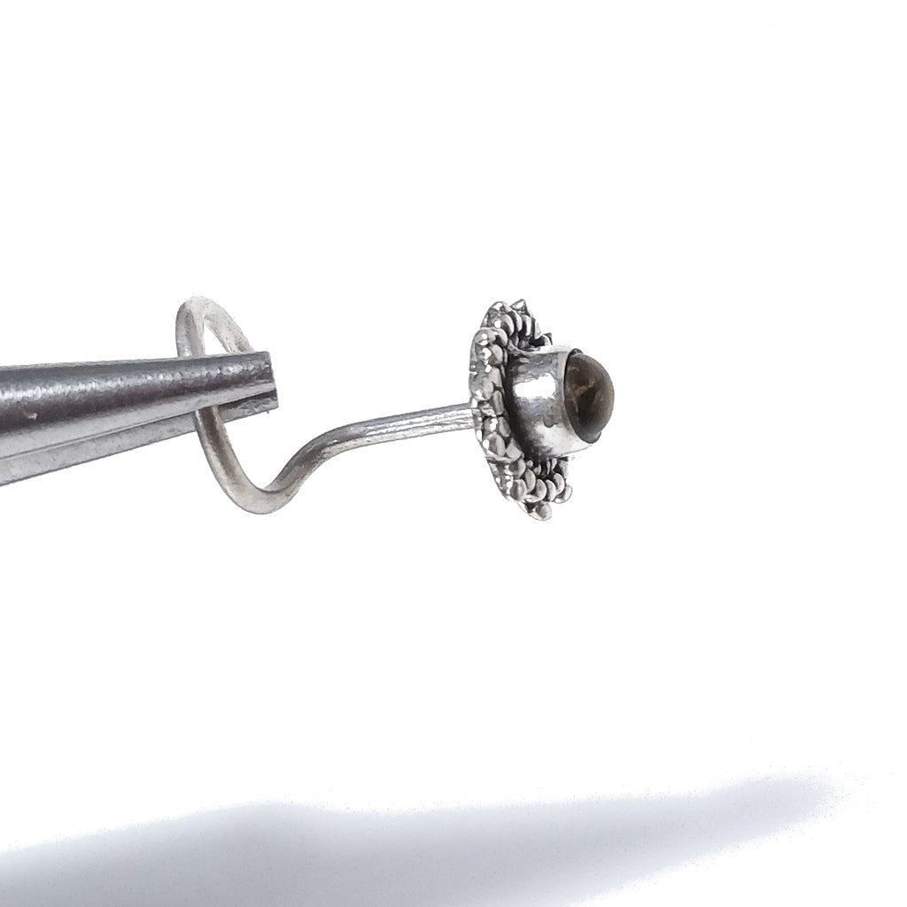 Orecchini da naso SANTORINI | con Spirale e Pietra | Argento 925 | Piercing BOHO