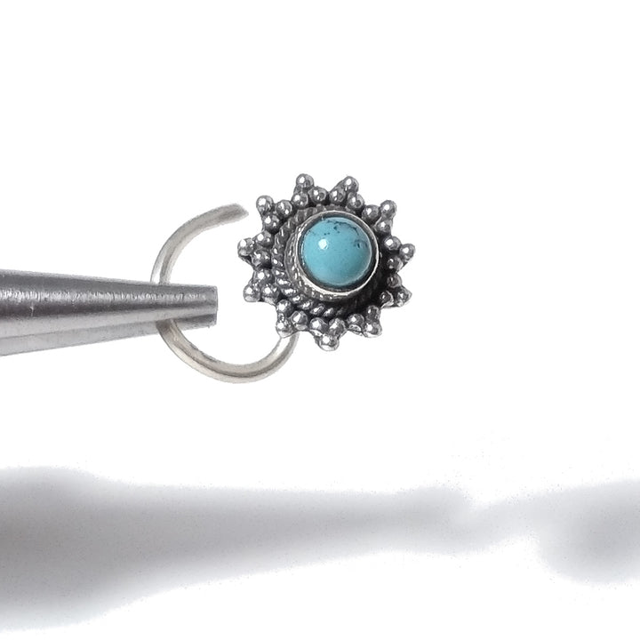 Orecchini da naso SANTORINI | con Spirale e Pietra | Argento 925 | Piercing BOHO