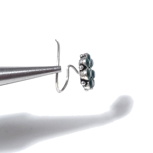 Orecchini da naso STROMBOLI | con Spirale e Pietra | Argento 925 | Piercing BOHO