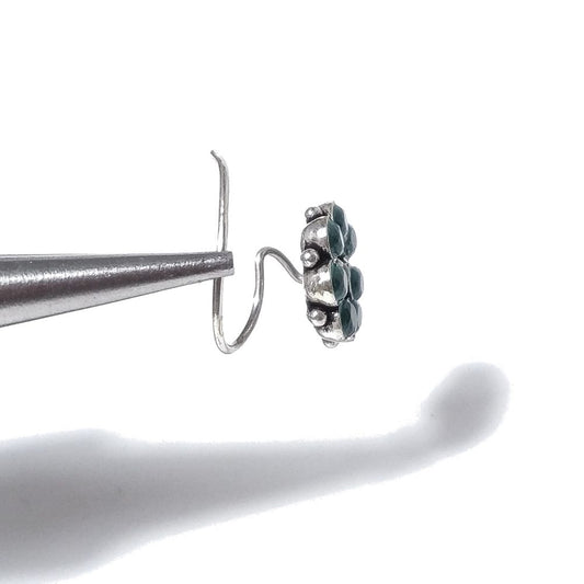 Orecchini da naso STROMBOLI | con Spirale e Pietra | Argento 925 | Piercing BOHO