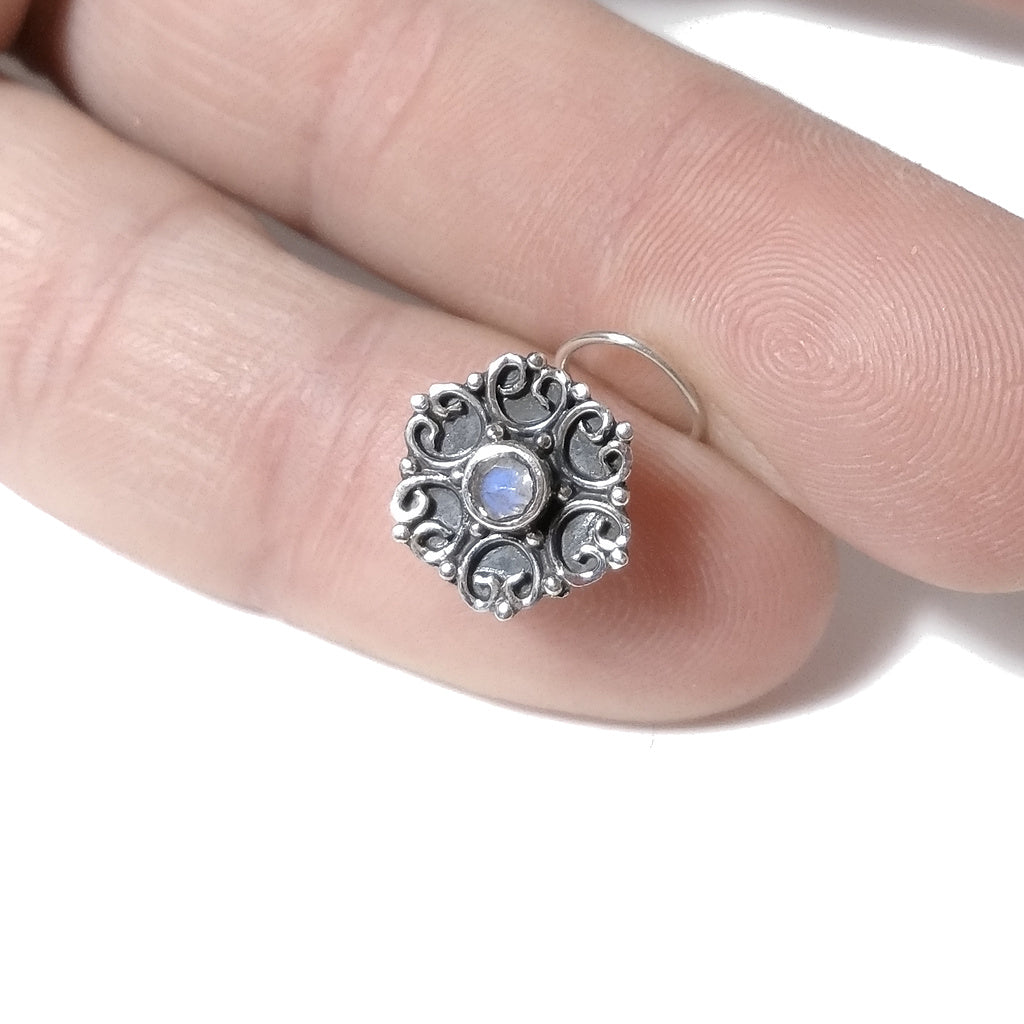 Copia del Orecchini da naso TAJ MAHAL | con Spirale e Pietra | Argento 925 | Piercing BOHO