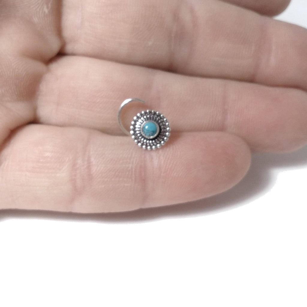 Orecchini da naso TAVOLARA | con Spirale e Pietra | Argento 925 | Piercing BOHO