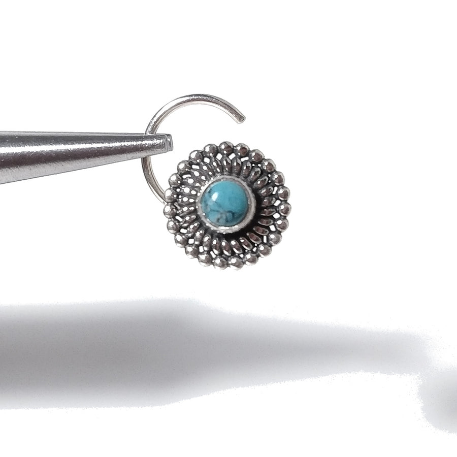 Orecchini da naso TAVOLARA | con Spirale e Pietra | Argento 925 | Piercing BOHO