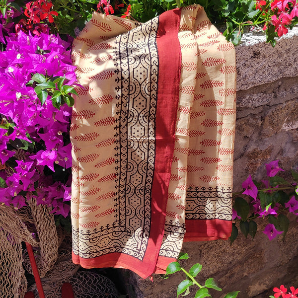 Pareo | Sciarpa artigianale in cotone con Pesci | Telo da mare