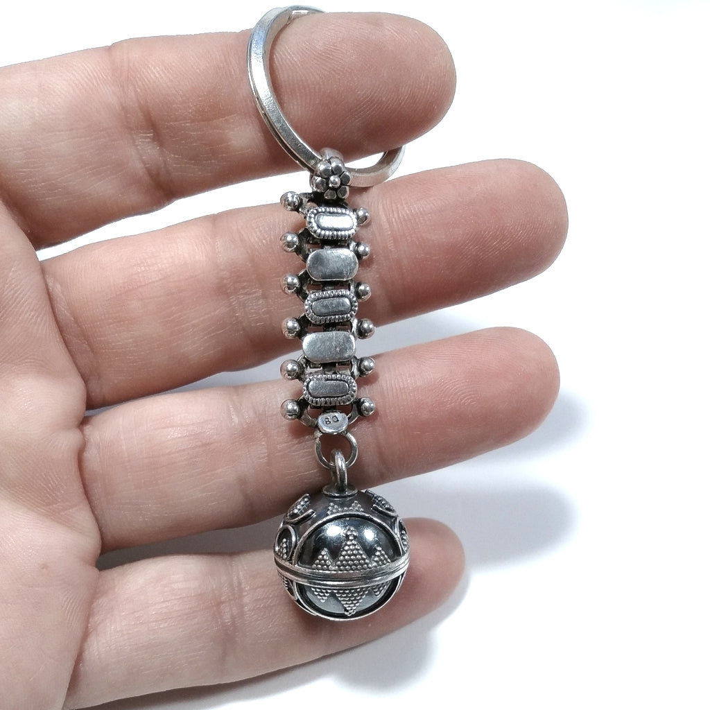 Silver KEY RING in 925 silver with ethnic ORNAMENTS | SILVER JEWELRY
