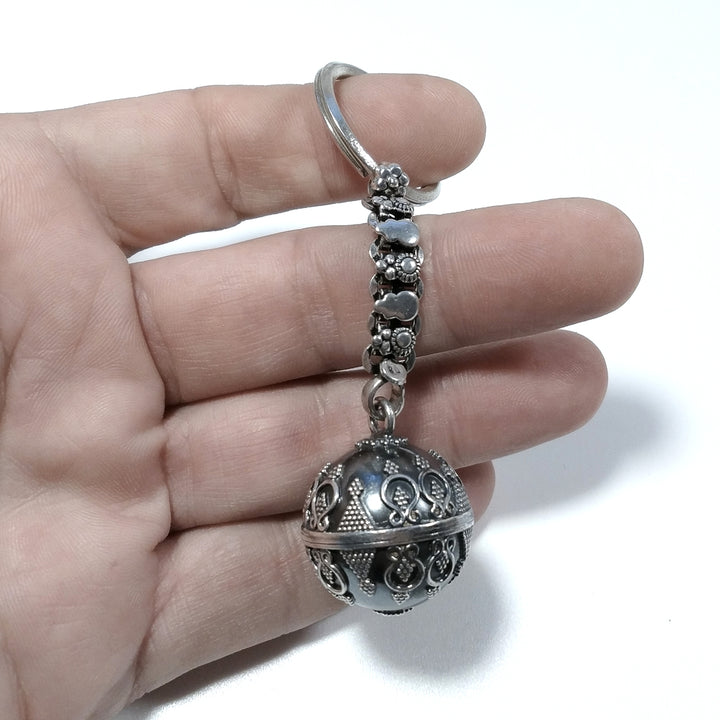 Silver KEY RING in 925 silver with ethnic ORNAMENTS | SILVER JEWELRY