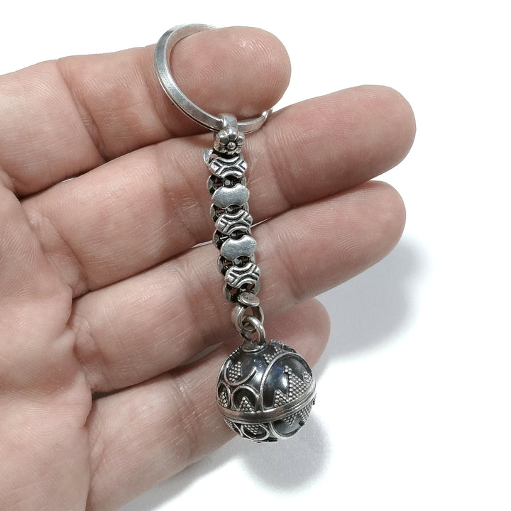 SILVER KEY RING in 925 silver with ethnic ORNAMENTS | SILVER JEWELRY