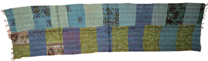 Sciarpa KANTHA con tessuti vintage misto seta ricamo a mano blu - patchwork – immagine5