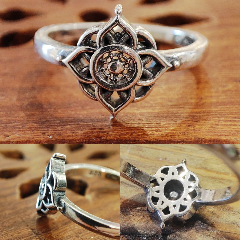 925 Silver Mandala Ring Boho Chic Style and Unique Design