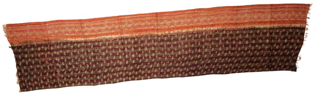 Sciarpa KANTHA con tessuti vintage misto seta ricamo a mano rosso - nero - oro