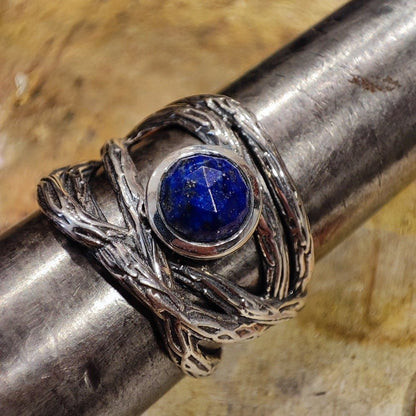 Anello realizzato in argento 925 artigianalmente EDERA – lapislazzuli