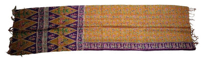Sciarpa KANTHA con tessuti vintage misto seta ricamo a mano giallo