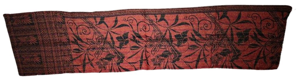 Sciarpa KANTHA con tessuti vintage misto seta ricamo a mano - rosso e nero