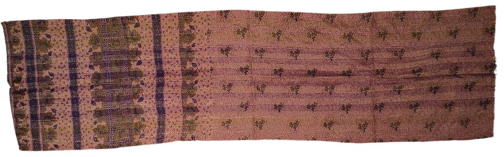 Sciarpa KANTHA con tessuti vintage misto seta ricamo a mano verde - rosa antico – immagine4