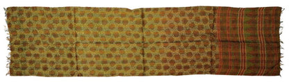 Sciarpa KANTHA con tessuti vintage misto seta ricamo a mano verde – immagine4