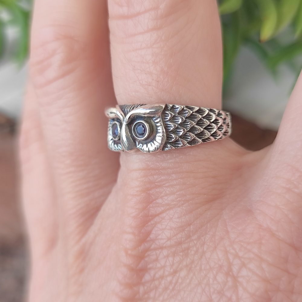 Anello gufo in argento 925 con pietra - KUIRA