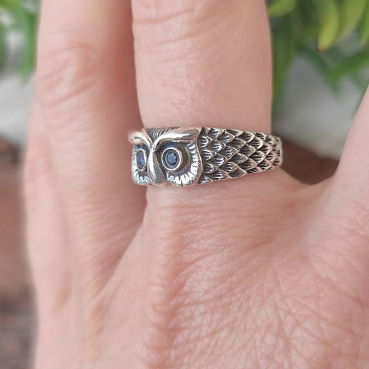Anello gufo in argento 925 con pietra - KUIRA