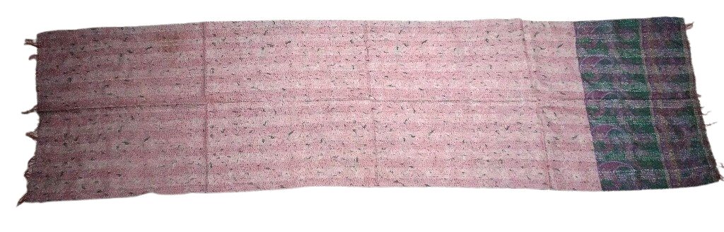 Sciarpa KANTHA con tessuti vintage misto seta ricamo a mano pink – vista totale