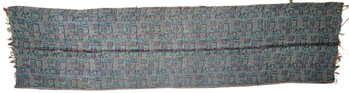 Sciarpa KANTHA con tessuti vintage misto seta ricamo a mano celeste - verde