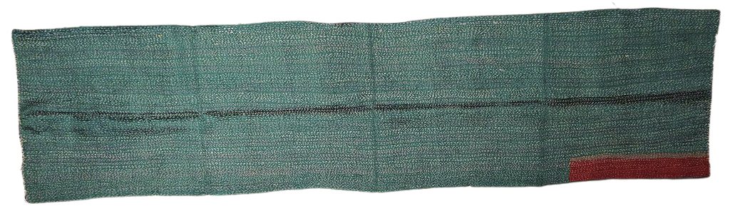 Sciarpa KANTHA con tessuti vintage misto seta ricamo a mano verde – immagine5