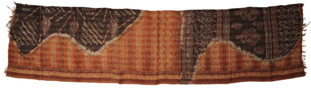 Sciarpa KANTHA con tessuti vintage misto seta ricamo a mano bronzo - grigio – immagine4
