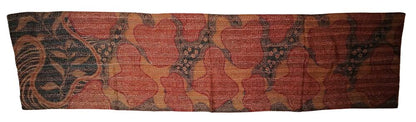 Sciarpa KANTHA con tessuti vintage misto seta ricamo a mano ocra-rosso
