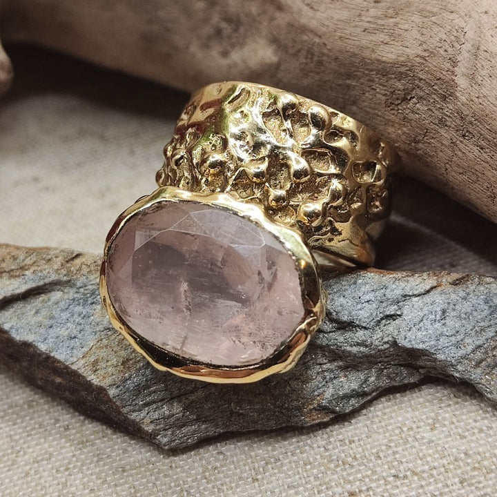 ANELLO artigianale con pietra in ottone - APARISHKRIT