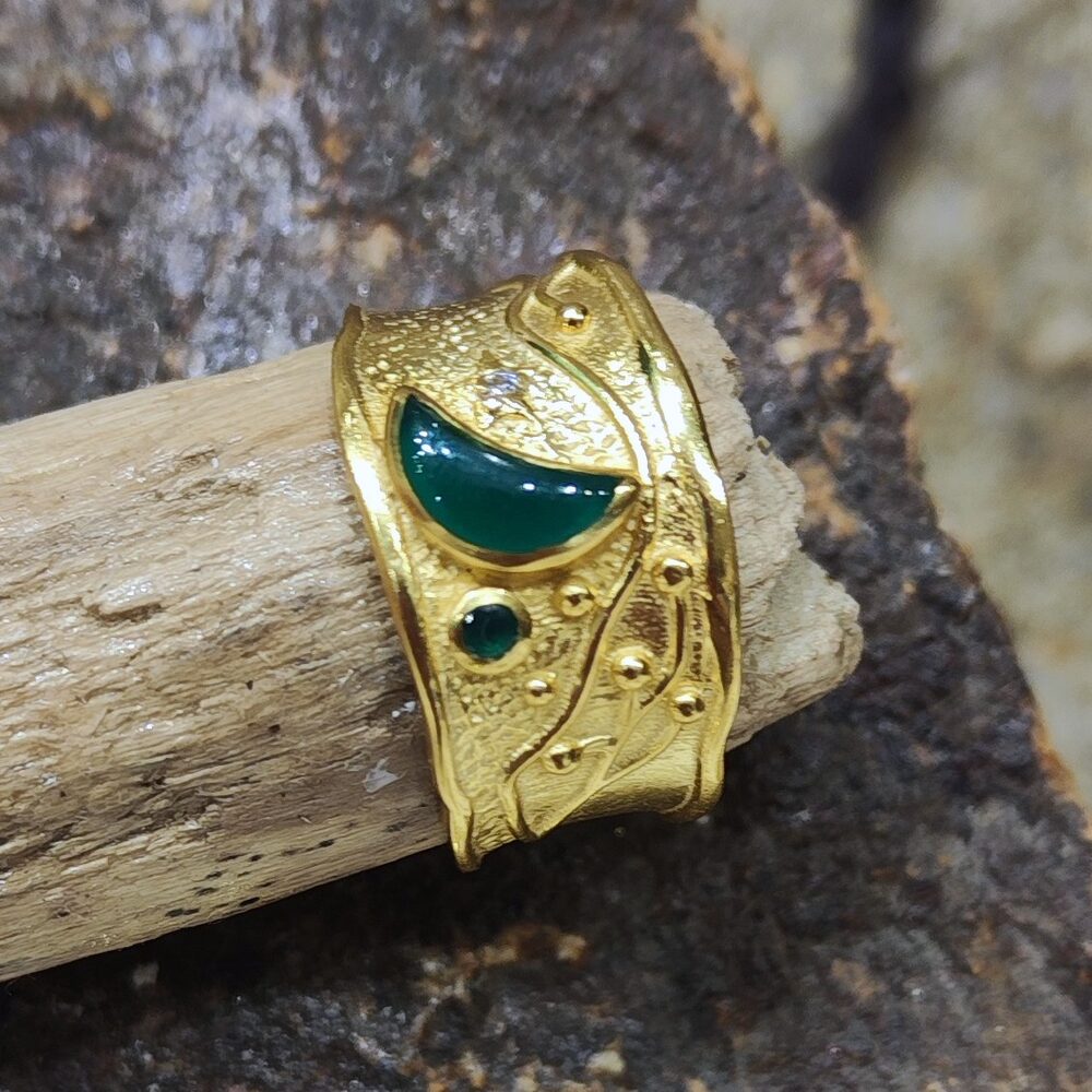 Moonstone brass band ring - RANJHIRA