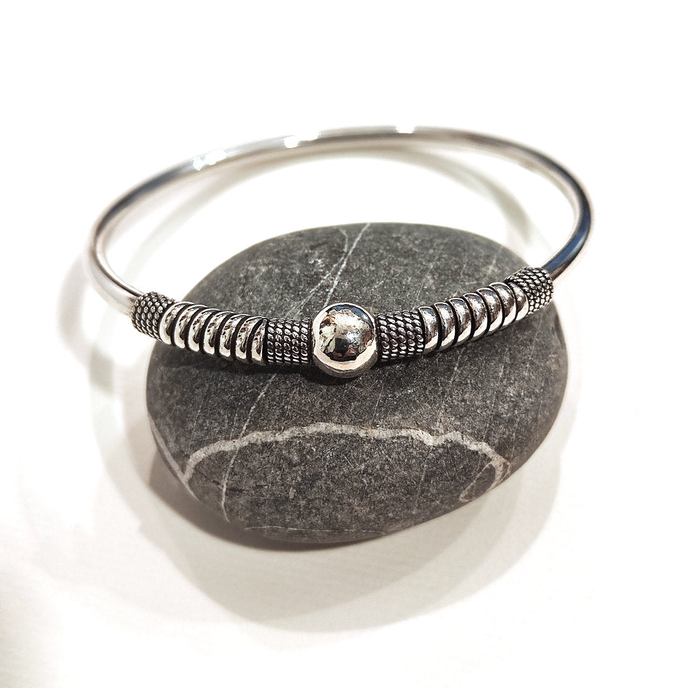 Bracciale argento 925 a cerchio rigido e sfera - DANBURE liscio