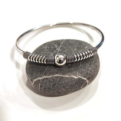 Bracciale argento 925 a cerchio rigido e sfera - DANBURE liscio