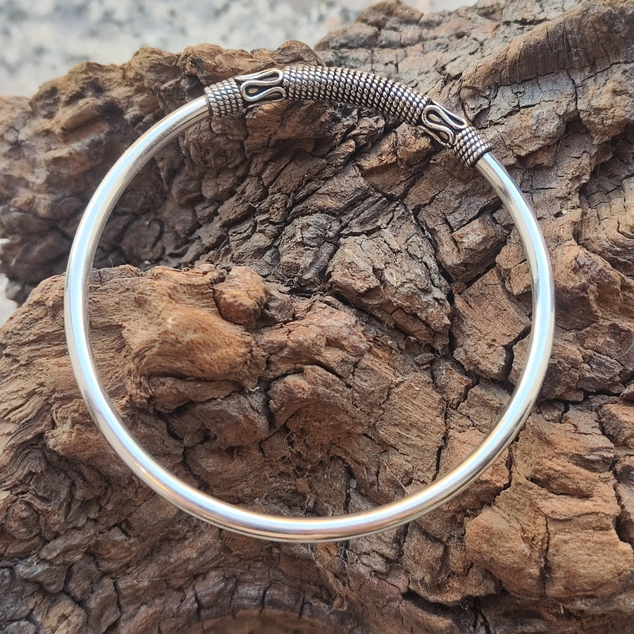 Bracciale etnico BAYU in argento da UOMO o DONNA - rigido | Gioielli da Uomo