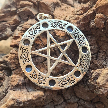 Ciondolo in Argento 925 con Pentagramma e 7 Pietre – Simbolo di Protezione e Armonia vista retro