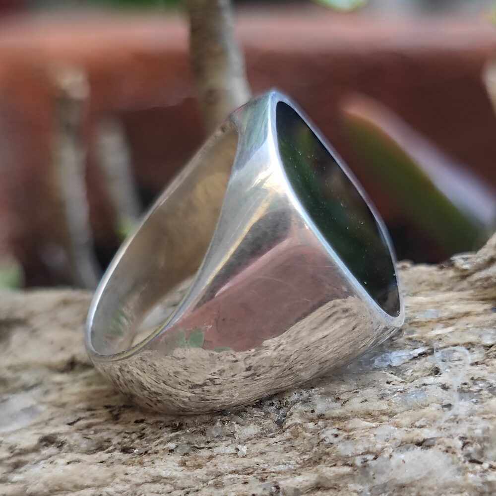 ANELLO artigianale in argento 925 con pietra - ORISSA – onice nero