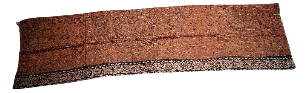 Sciarpa KANTHA con tessuti vintage misto seta ricamo a mano - color bronzo