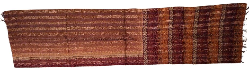 Sciarpa KANTHA con tessuti vintage misto seta ricamo a mano bronzo - bordeaux