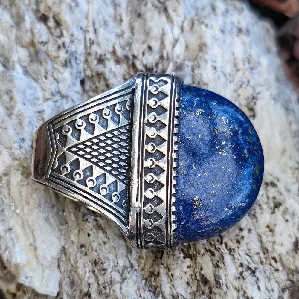 Anello etnico in argento 925 lapislazzuli - VADALPUR