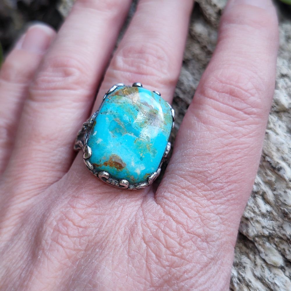 Anello etnico con pietra in argento 925 - JAKHAN