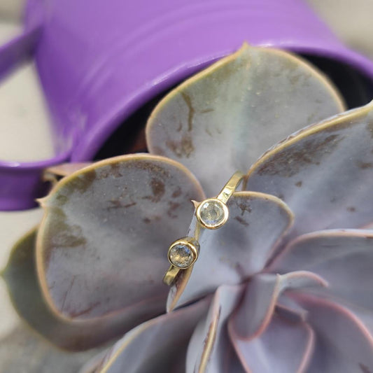 Anello aperto in ottone con labradorite - KAIRAVI