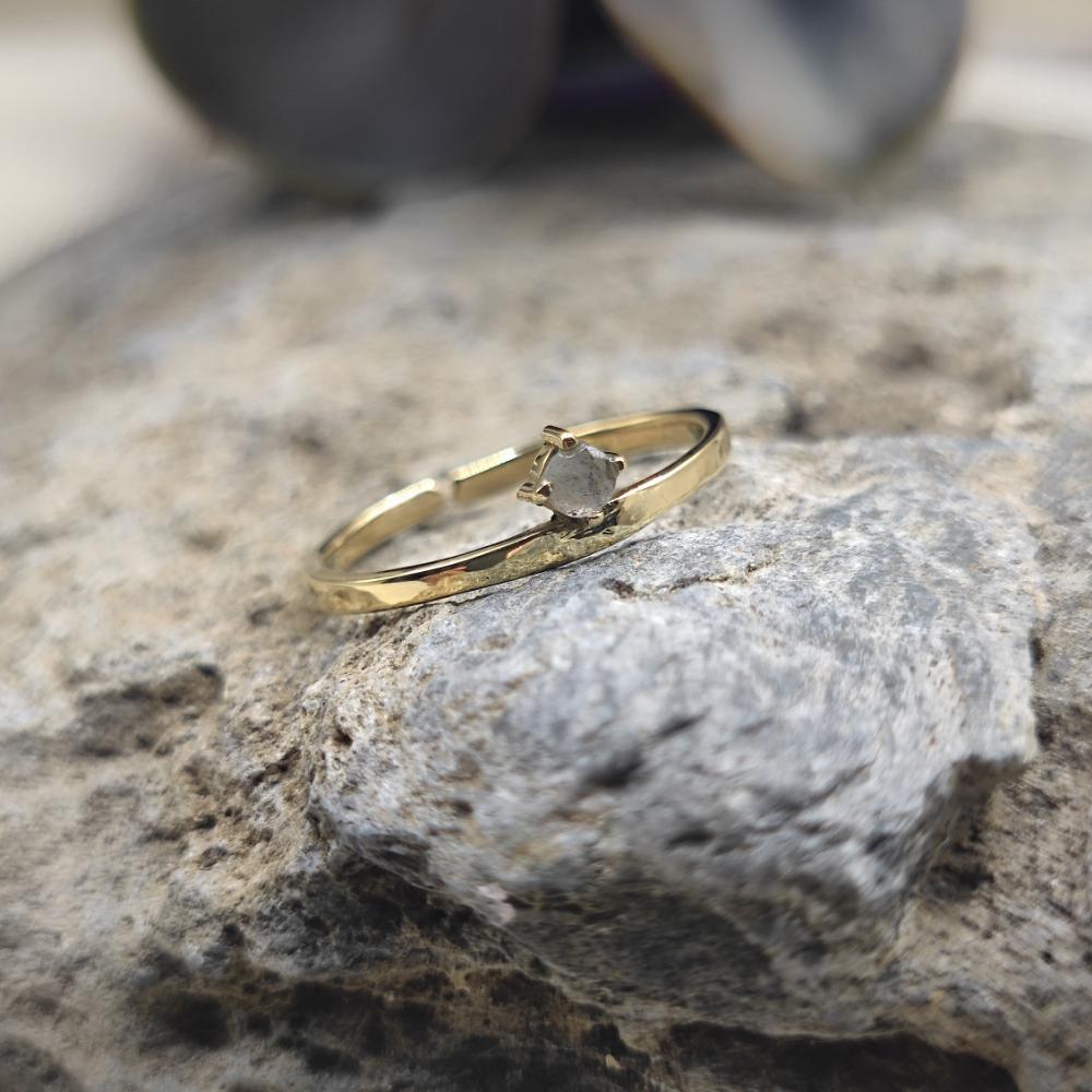 Anello in ottone con labradorite - GARUDA