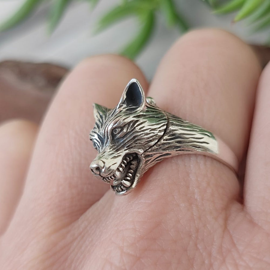 Anello in argento apribile 925 con lupo - WOLF