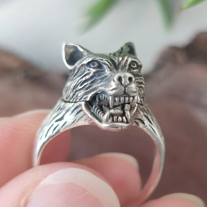 Anello in argento apribile 925 con lupo - WOLF