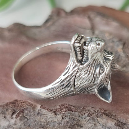 Anello in argento apribile 925 con lupo - WOLF