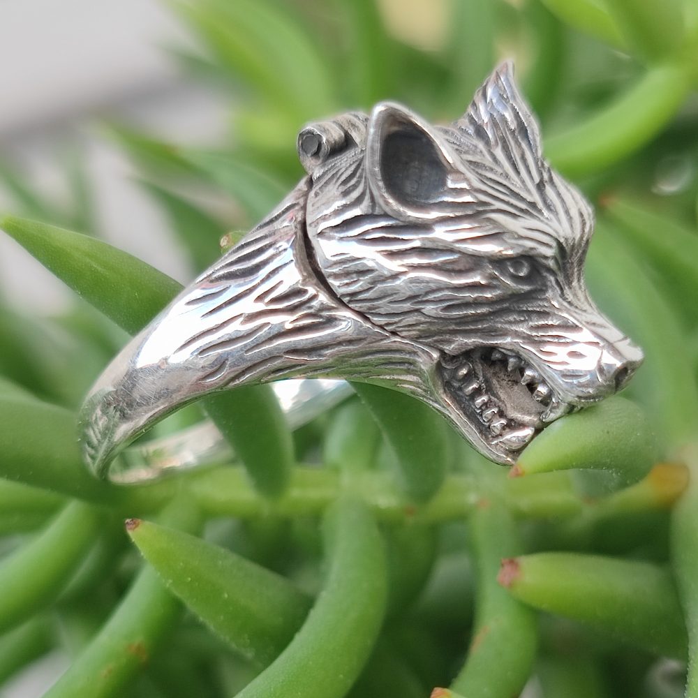 Anello in argento apribile 925 con lupo - WOLF