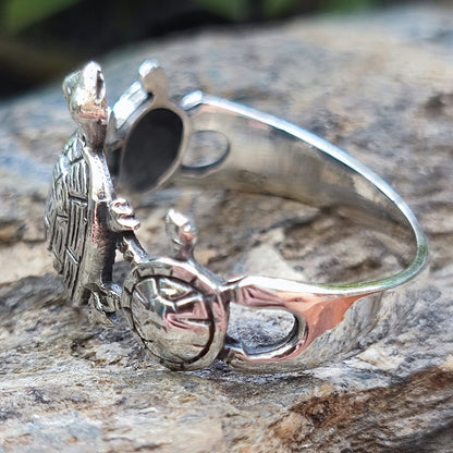 Anello in argento 925 con tartarughe - KACHU