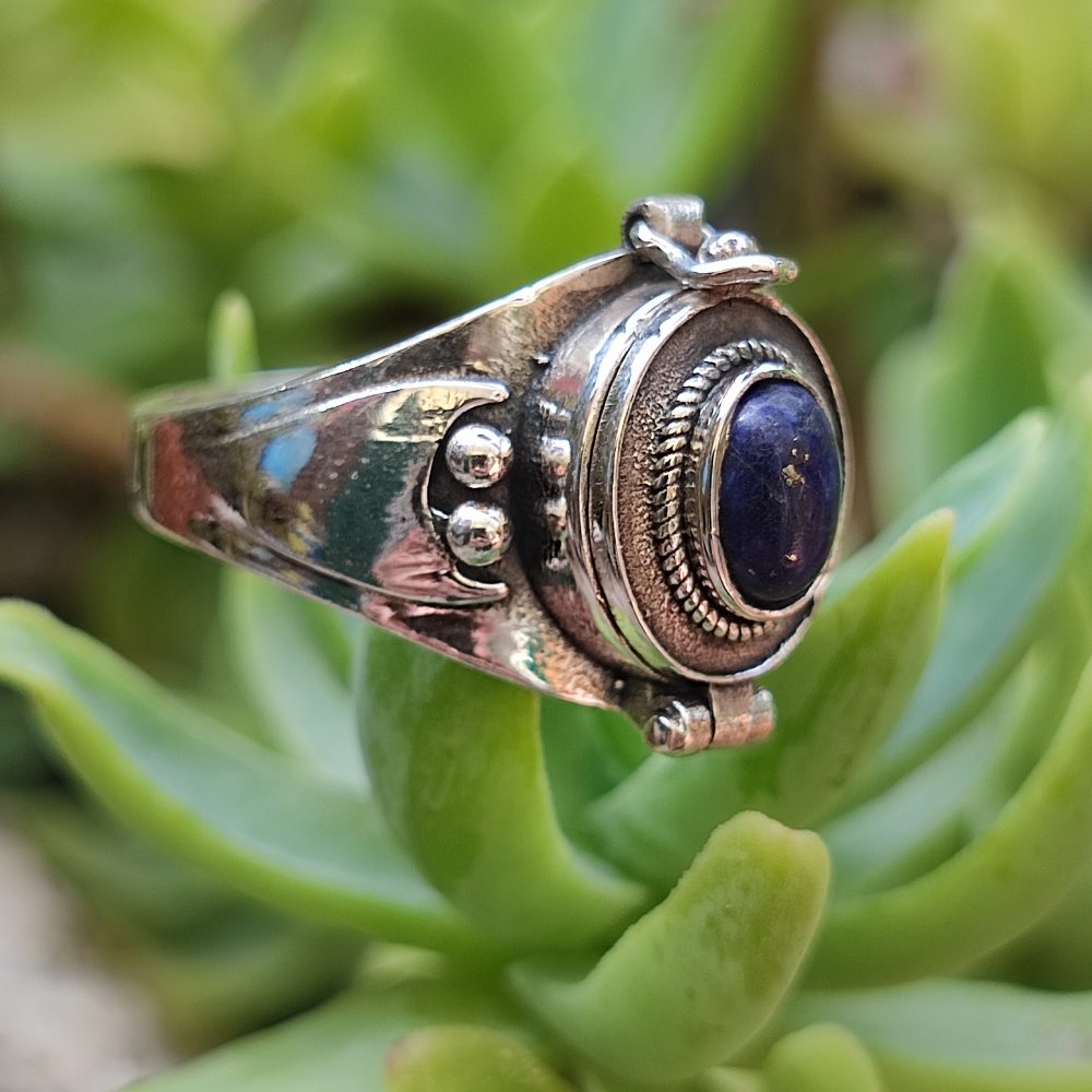 Anello veleno in argento 925 lapislazzuli - ZAHIRA