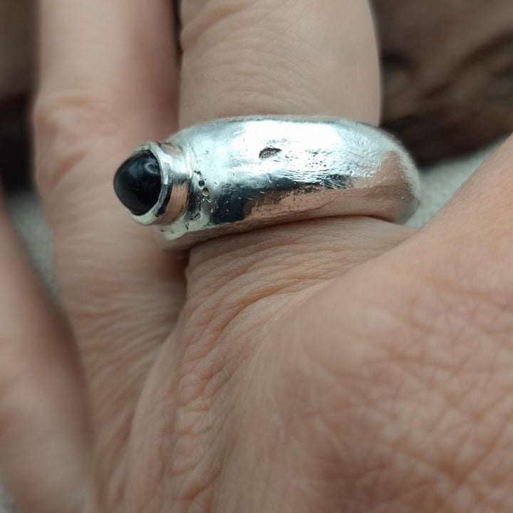Anello artigianale in argento 925 con pietra - KALLUR