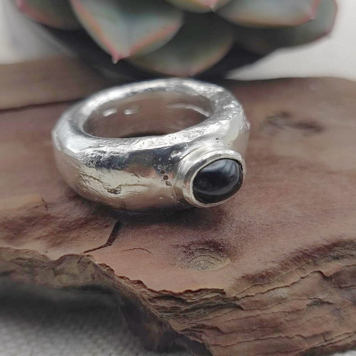 Anello artigianale in argento 925 con pietra - KALLUR