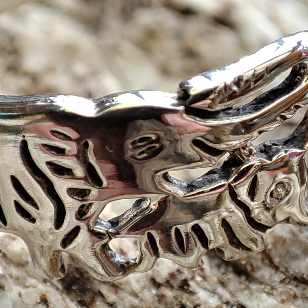 ANELLO artigianale con elefanti in argento 925 - GOAN